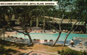 Buccaneer Motor Lodge Golden Isles Jekyll Island Georgia Postcard Pool & Golfing