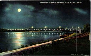 Cairo, Illinois - Moonlight Scene on the Ohio River - c1940