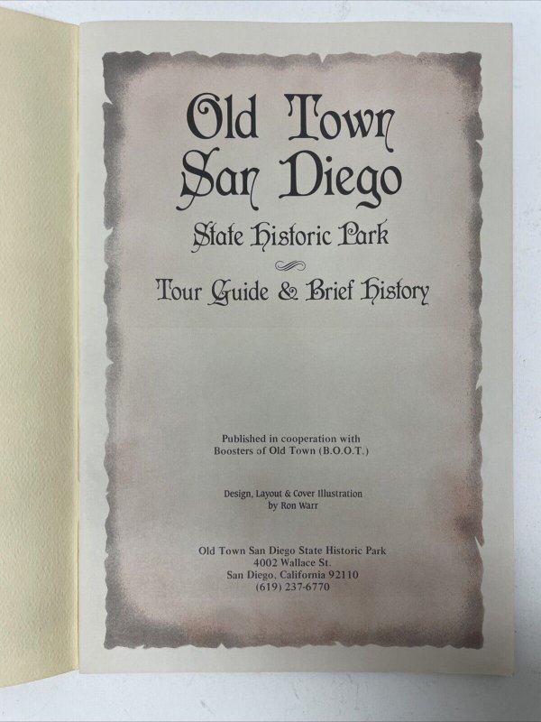Old Town San Diego California State Historic Park Pamphlet (1988)