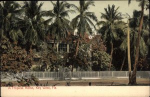 Key West Florida FL Tropical Home c1910 Vintage Postcard