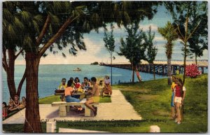 1952 Picnicking Fishing Courtney Gamble Parkway Clearwater Florida FL Postcard