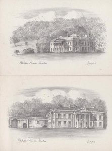 Philipps House Dinton Wiltshire 2x Rare Art Artist Drawing Postcard s