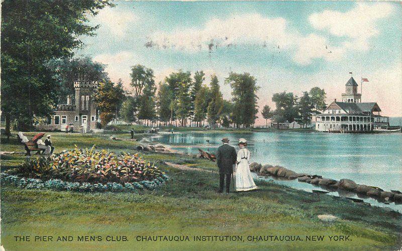 Artist Impression Chautauqua New York 1911 Pier Men's Club Institution 9675