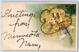 Minneaota Minnesota MN Postcard Greetings Glitter Embossed 1910 Vintage Antique