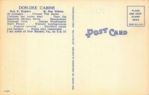 New Market VA Don-Dee Cabins U. S. Route 11 Multi-View Postcard