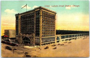 VINTAGE POSTCARD THE LA SALLE STREET RAIL STATION IN CHICAGO ILLINOIS