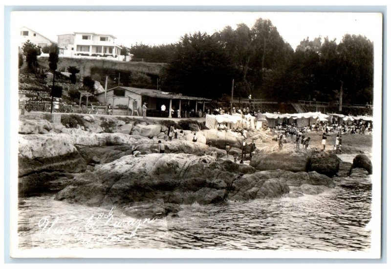 c1940's El Durazno Beach Quintero Chile Unposted Vintage RPPC Photo Postcard