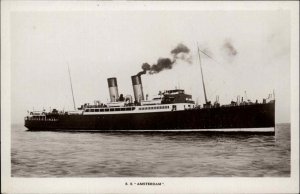 Steamer Steamship Ship Amsterdam Vintage Real Photo Postcard