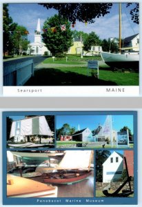 2 Postcards SEARSPORT, Maine ME ~ PENOBSCOT MARITIME MUSEUM Ships 4x6