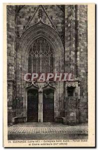 Postcard Old Guerande Collegiate St. Aubin West Portal and outdoor Chair