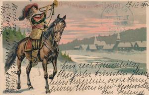 New Year's Day Greetings - Bugler on Horseback - pm Austria 1901 - UDB