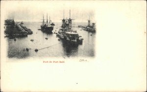 Port Said Egypt Harbor Port Schooner Ship c1910 Vintage Postcard