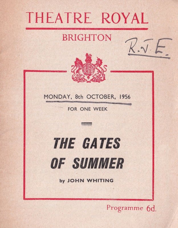 The Gates Of Summer Isabel Jeans Brighton 1956 Theatre Programme