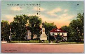 Vtg Fayetteville North Carolina NC Confederate Monument 1940s Linen Postcard