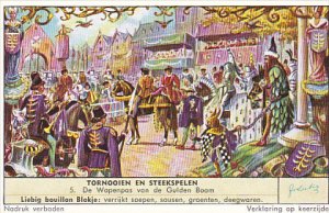 Liebig Trade Card S1682 Tourneys & Jousts 1957 No 5 De Wapenpas van de Gulden...