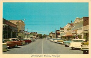 1950s Osceola Arkansas Hall Street Pecan Teich Thompsons Postcard 25-12092