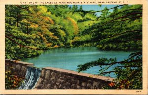 Postcard SC Greenville One of the Lakes at Paris Mountain State Park