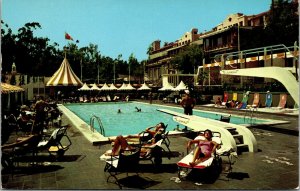 Vtg Sand & Pool Club Sun Bathers Beverly Hills Hotel California CA Postcard