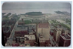 c1960 Birds Eye View Terminal Tower Buildings Cleveland Ohio OH Vintage Postcard