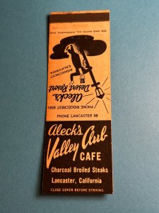 Matchbook Cover Aleck's Valley Club Cafe Lancaster, California MB141