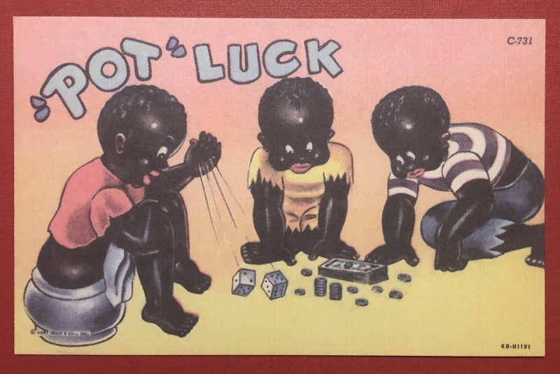 Black Americana, “Pot Luck”, Vintage Postcard