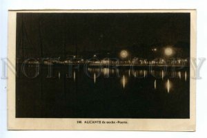 494927 SPAIN Alicante port at night Vintage Roisin postcard