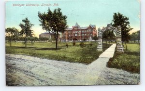 Wesleyan University Lincoln NE Nebraska 1911 DB Postcard P12