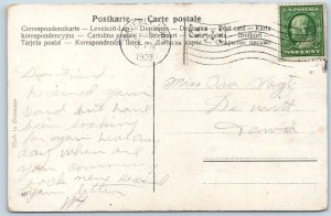 c1900s Romance Courtship Art Postcard Garden Love Story Victorian Flowers A39