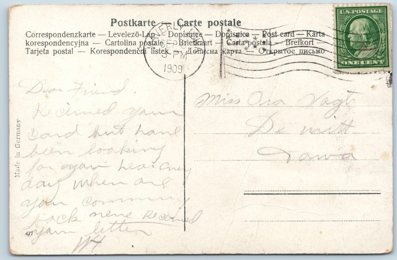 c1900s Romance Courtship Art Postcard Garden Love Story Victorian Flowers A39