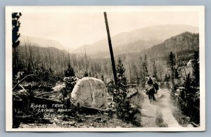 WOLF WYO RIDERS FROM EATON'S RANCH ANTIQUE REAL PHOTO POSTCARD RPPC