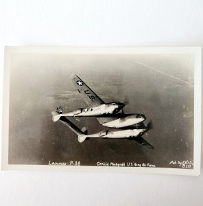 RPPC Air Force Lockheed P-38 1920s Official US Army Photograph Ellis PCBG6E