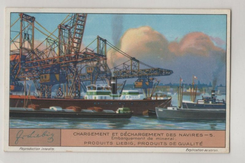 Complete Set of 6 Loading & Unloading Ships - Leibig Trading Cards -French
