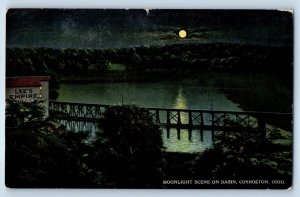 1916 Coshocton Ohio OH Vintage Postcard Moonlight Scene Basin Night Moon Posted