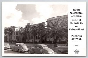 Phoenix AZ RPPC Good Samaritan Hospital With Old Cars Real Photo Postcard V23