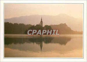 Postcard Modern Yugoslavia Bled Church of St. Mary of the Lake