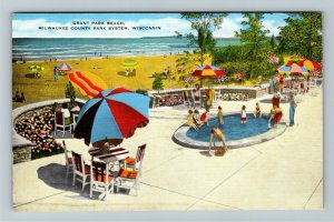 Milwaukee WI-Wisconsin, County Park System, Grant Park Beach, Linen Postcard