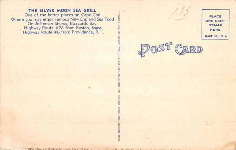 Buzzards Bay Massachusetts Silver Moon Sea Grill Antique Postcard K90152