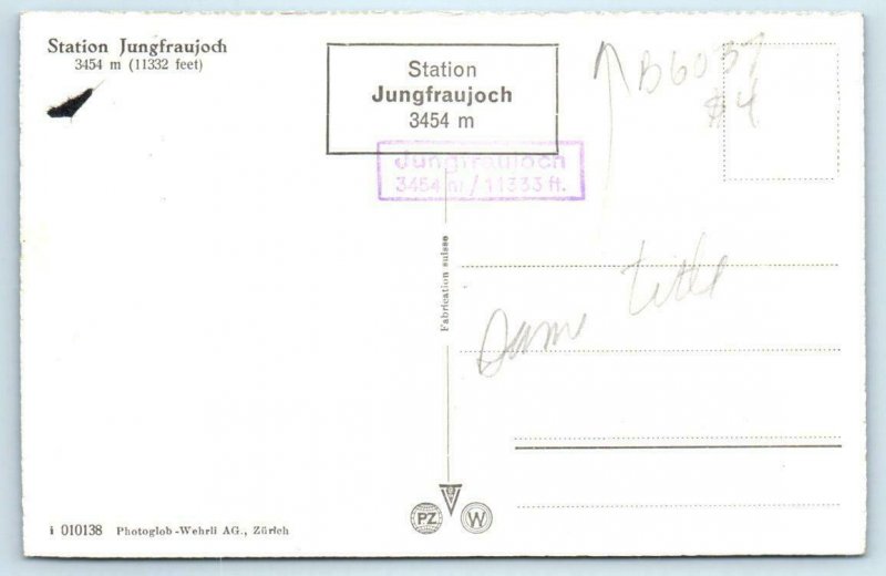 RPPC Railway STATION JUNGFRAUJOCH, Switzerland ~ Train 11332' Elevation Postcard