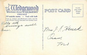 Chicago Illinois 1940s Postcard The Wedgewood Hotel