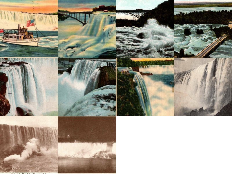 Vintage Set of 10 Niagara Falls Postcards Maid of Mist Terrapin Point Whirlpool