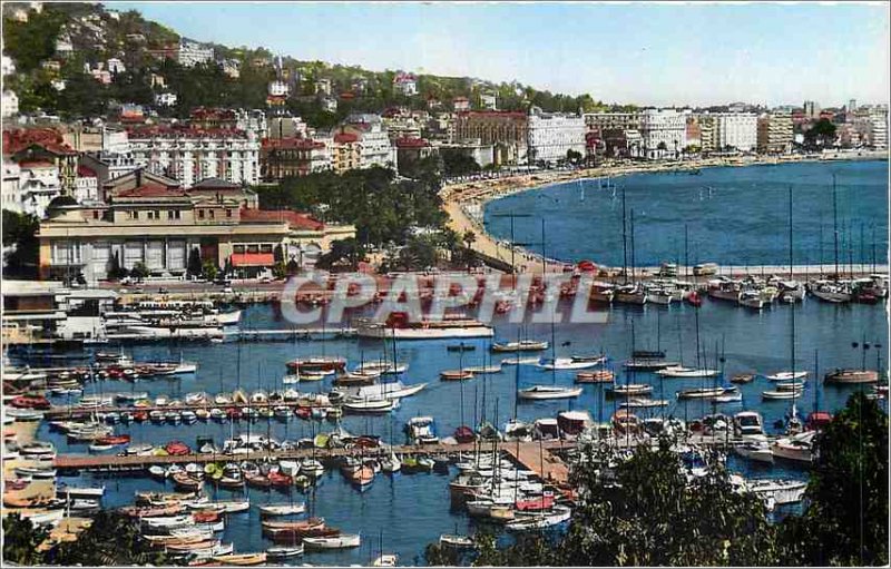 Modern Postcard Cannes Boat Harbor and the Croisette