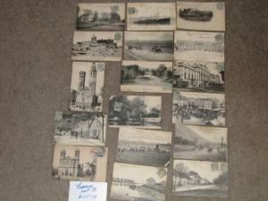 17 different postcards from France, most with stamps affixed on the front, lot B