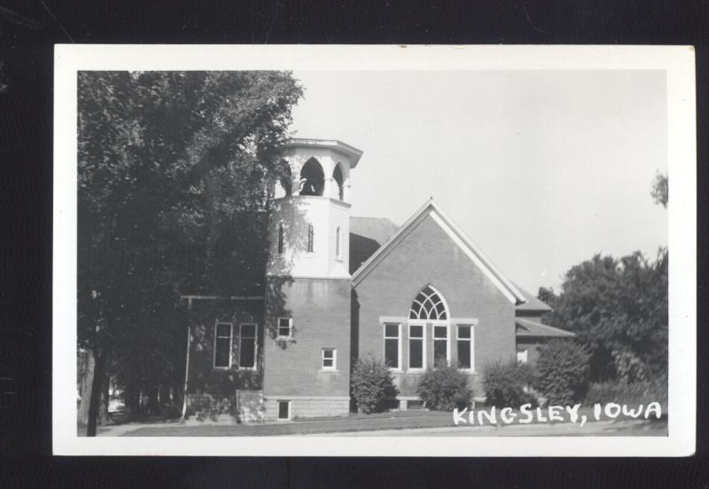 RPPC KINGSLEY IOWA CHURCH BUILDING VINTAGE REAL PHOTO POSTCARD