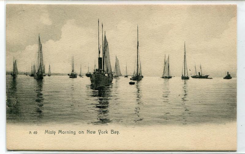 Sailing Ships Boats New York Bay New York City NYC 1907c postcard