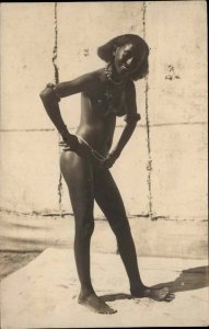 Nude Black Woman Jewelry c1920s Real Photo Postcard