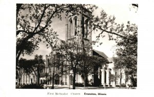 Vintage Postcard RPPC 1954 First Methodist Church Evanston Illinois IL