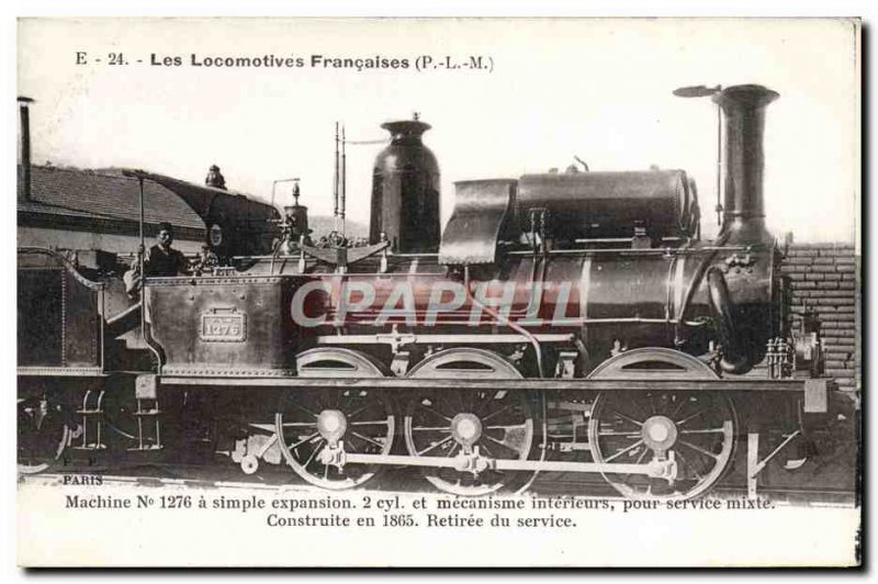 Postcard Old Train Locomotive 1276 machine