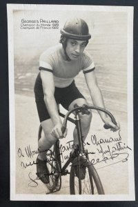 Mint Real Picture Postcard George Paillard Cyclist Autographed World Champion