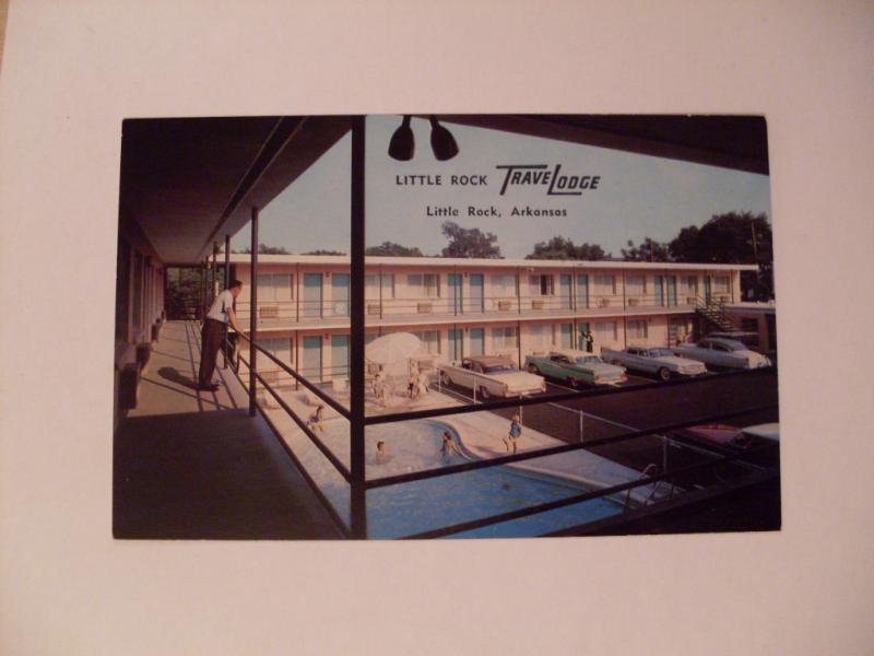 1960's Old Cars At Travelodge Motel Little Rock Arkansas AR Postcard y6307