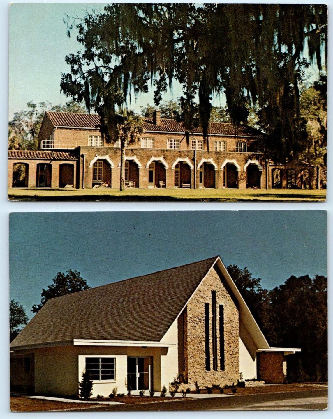 2 Postcards DOWLING PARK, Live Oak FL DeLong Hall ADVENT CHRISTIAN
